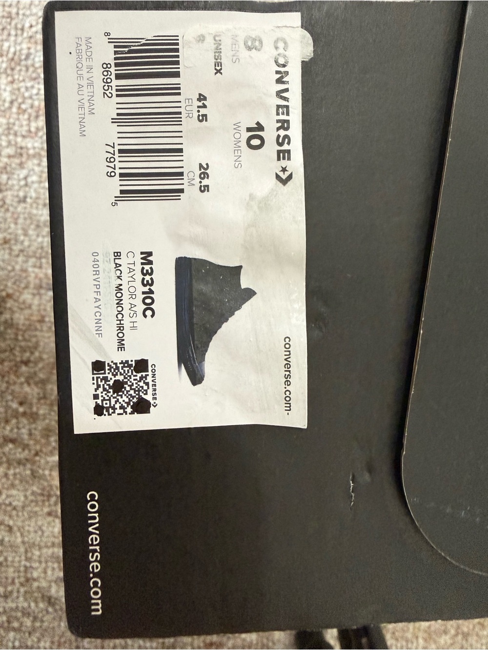 Converse Black High Top Men’s Canvas Sneakers - Picture 4 of 4